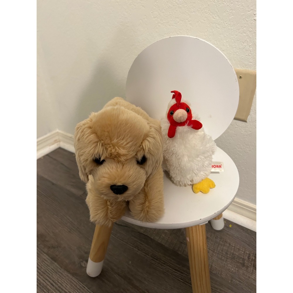 Aurora plush bundle golden retriever and rooster